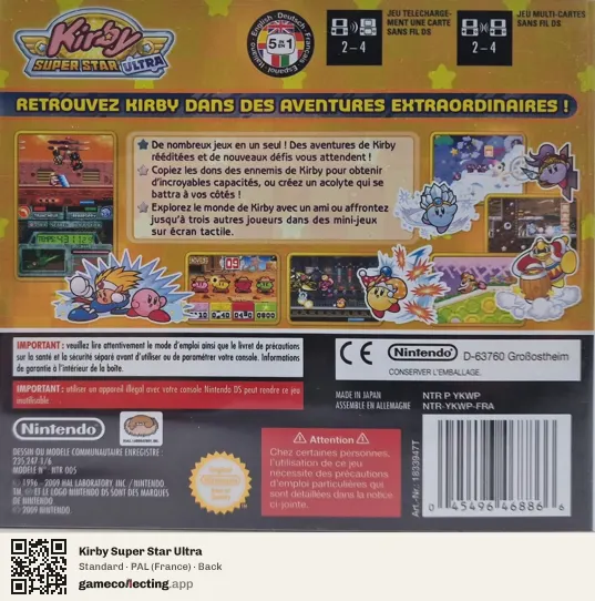 Kirby Super Star Ultra Nintendo DS, France box back