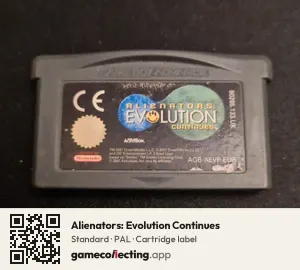 Alienators: Evolution Continues Game Boy Advance, PAL cartridge label