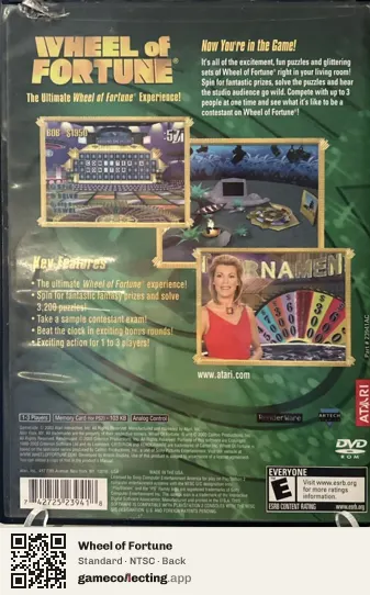 Wheel of Fortune PlayStation 2, NTSC box back