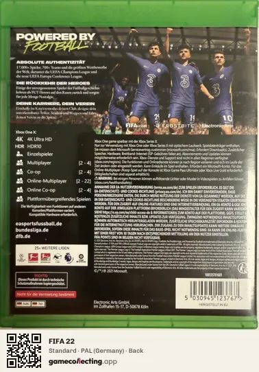FIFA 22 Xbox One, Germany box back