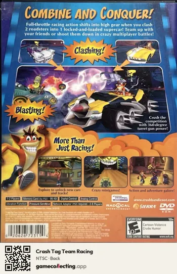 Crash Tag Team Racing PlayStation 2, NTSC box back