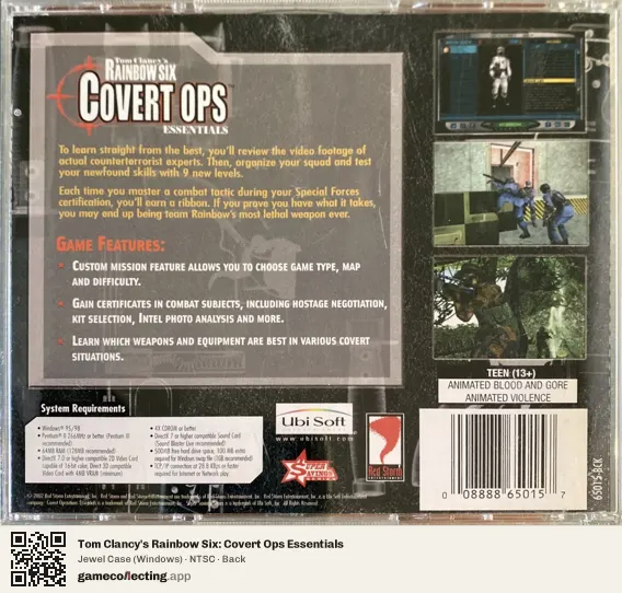 Tom Clancy's Rainbow Six: Covert Ops Essentials Computer, NTSC box back