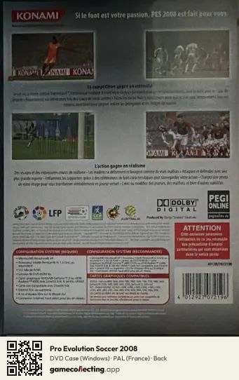 Pro Evolution Soccer 2008 Computer, France box back