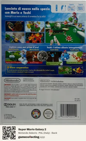 Super Mario Galaxy 2 Nintendo Wii, Italy box back