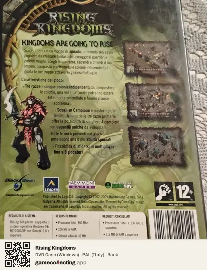 Rising Kingdoms Computer, Italy box back