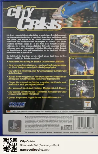 City Crisis PlayStation 2, Germany box back