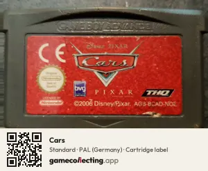 Cars Game Boy Advance, PAL cartridge label