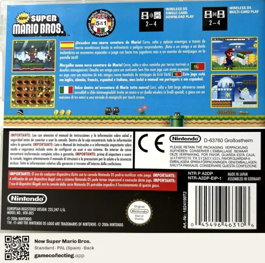 New Super Mario Bros. Nintendo DS, Spain box back