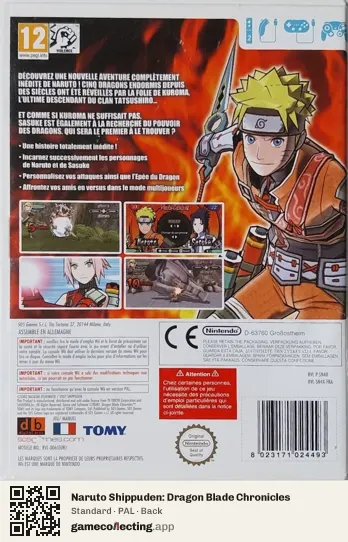 Naruto Shippuden: Dragon Blade Chronicles Nintendo Wii, PAL box back