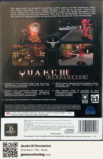 Quake III Revolution PlayStation 2, PAL box back