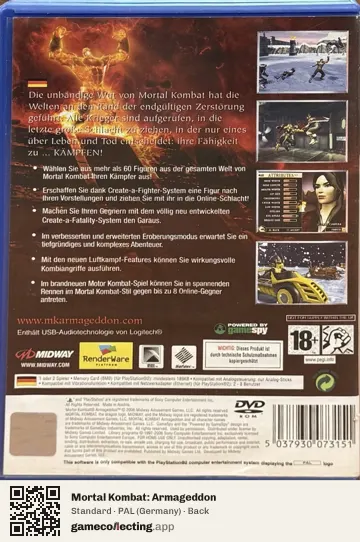 Mortal Kombat: Armageddon PlayStation 2, Germany box back