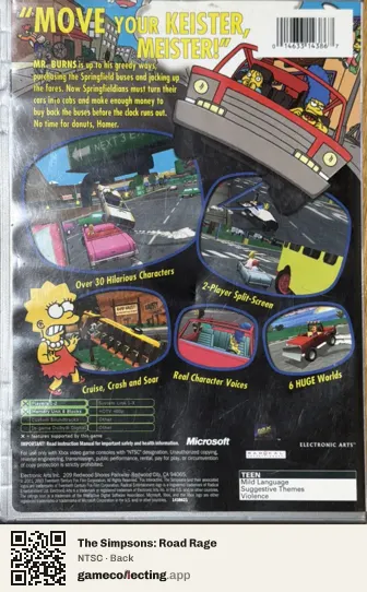 The Simpsons: Road Rage Xbox, NTSC box back