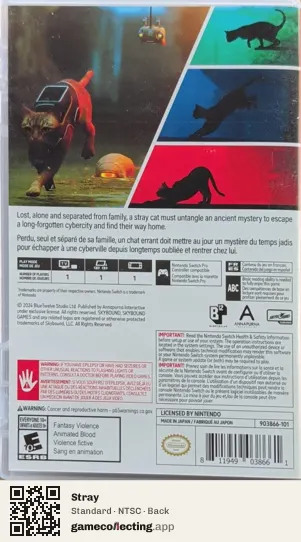 Stray Nintendo Switch, NTSC box back