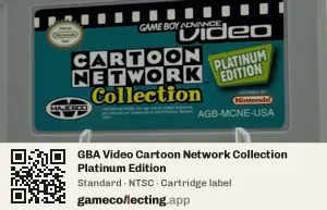GBA Video Cartoon Network Collection Platinum Edition Game Boy Advance, NTSC cartridge label