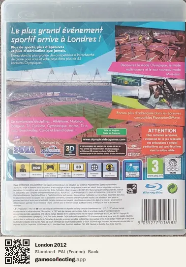 London 2012 PlayStation 3, France box back