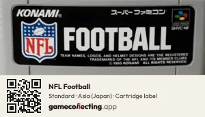 NFL Football Super Nintendo Entertainment System, Asia cartridge label