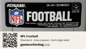 NFL Football Super Nintendo Entertainment System, Asia cartridge label