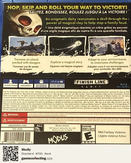 Skully PlayStation 4, NTSC box back