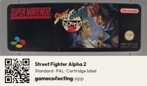 Street Fighter Alpha 2 Super Nintendo Entertainment System, PAL cartridge label