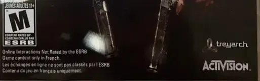 Call of Duty: Black Ops, the ESRB box on its front