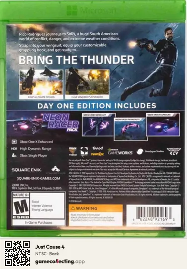 Just Cause 4 Xbox One, NTSC box back