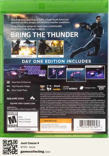 Just Cause 4 Xbox One, NTSC box back