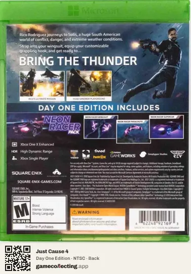 Just Cause 4 Xbox One, NTSC box back
