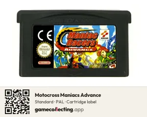 Motocross Maniacs Advance Game Boy Advance, PAL cartridge label
