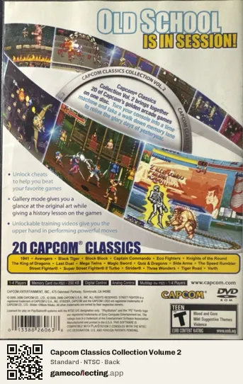 Capcom Classics Collection Volume 2 PlayStation 2, NTSC box back