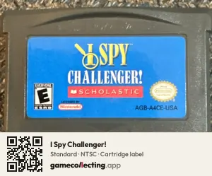 I Spy Challenger! Game Boy Advance, NTSC cartridge label