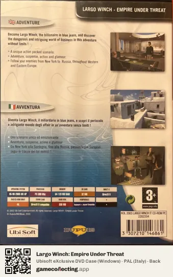Largo Winch: Empire Under Threat Computer, Italy box back