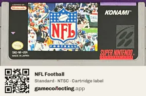 NFL Football Super Nintendo Entertainment System, NTSC cartridge label