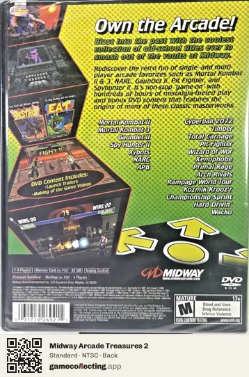 Midway Arcade Treasures 2 PlayStation 2, NTSC box back
