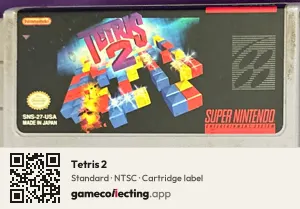 Tetris 2 Super Nintendo Entertainment System, NTSC cartridge label