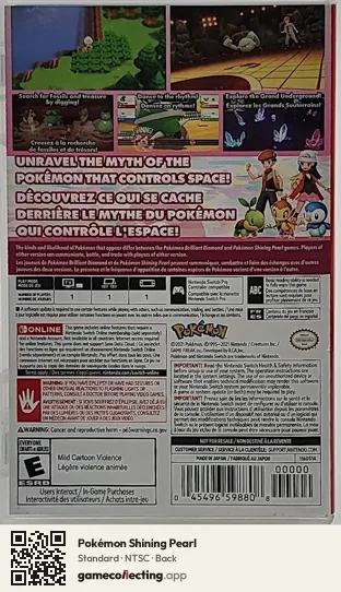 Pokémon Shining Pearl Nintendo Switch, NTSC box back