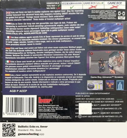 Ballistic: Ecks vs. Sever Game Boy Advance, PAL box back