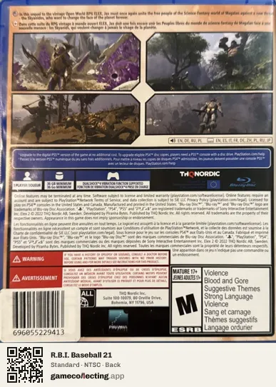 R.B.I. Baseball 21 PlayStation 4, NTSC box back