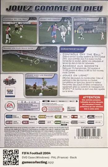 FIFA Football 2004 Computer, France box back