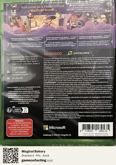 Magical Bakery Xbox Series X, PAL box back