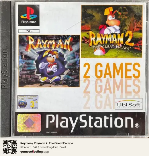 Rayman / Rayman 2: The Great Escape PlayStation, United Kingdom box front