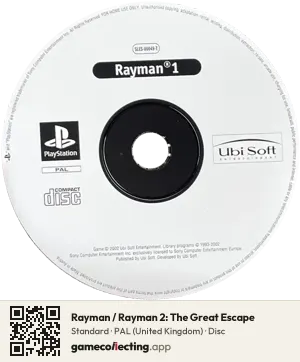 Rayman / Rayman 2: The Great Escape PlayStation, PAL disc
