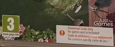 Garden Simulator, the PEGI square on its front