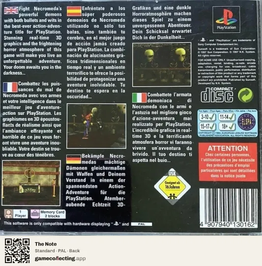 The Note PlayStation, PAL box back
