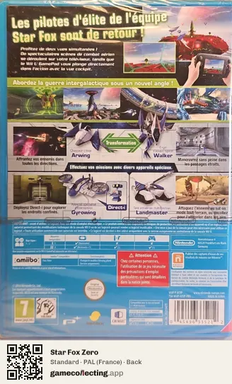 Star Fox Zero Nintendo Wii U, France box back