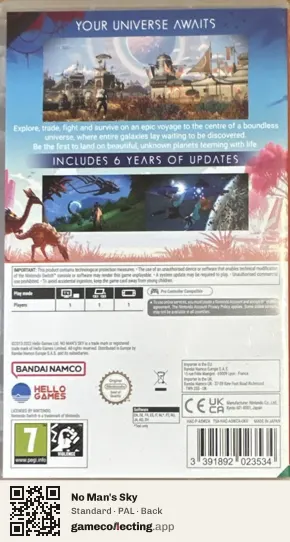 No Man's Sky Nintendo Switch, PAL box back