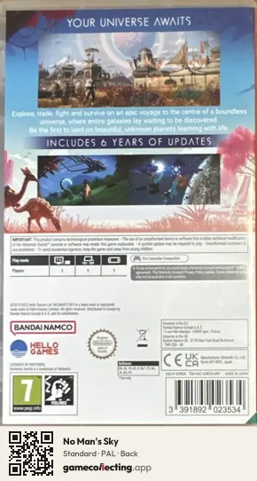 No Man's Sky Nintendo Switch, PAL box back