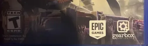 Fortnite, the ESRB box on its front