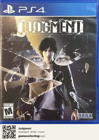 Judgment PlayStation 4, NTSC box front
