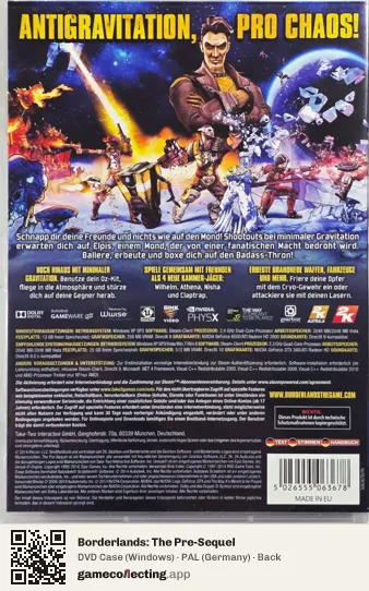 Borderlands: The Pre-Sequel Computer, Germany box back