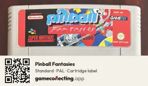 Pinball Fantasies Super Nintendo Entertainment System, PAL cartridge label